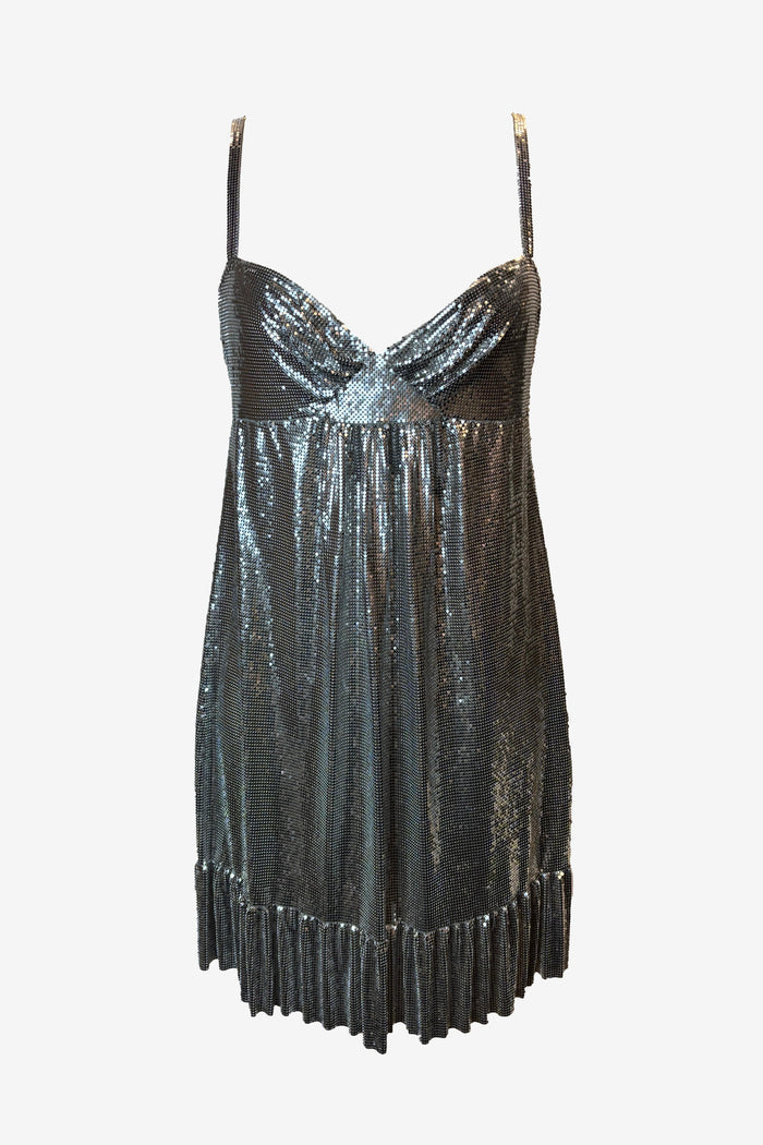 Paco Rabanne Silver Metal Knit Mini Dress image 0