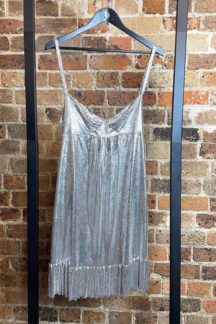Paco Rabanne Silver Metal Knit Mini Dress image 1