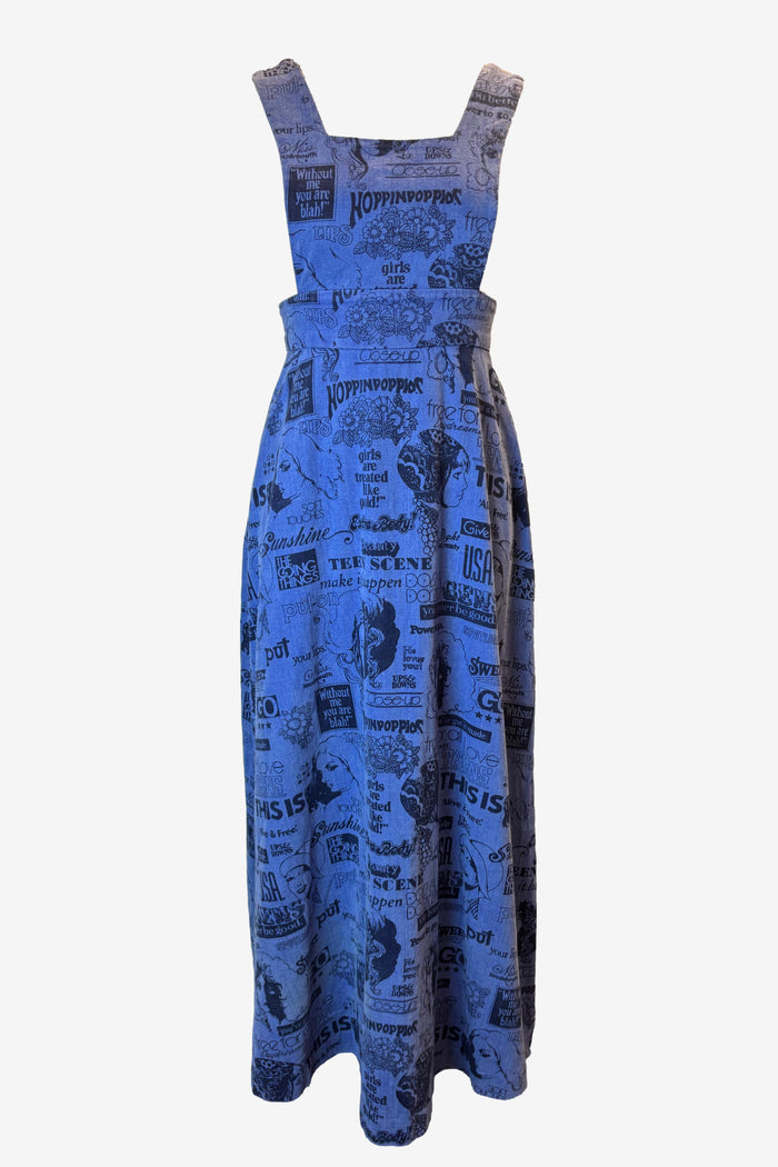 Paddington Blue Clobber Print Pinafore Maxi Dress image 0