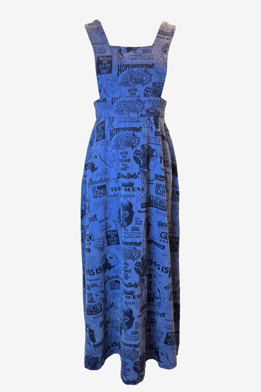 Paddington Blue Clobber Print Pinafore Maxi Dress image 0
