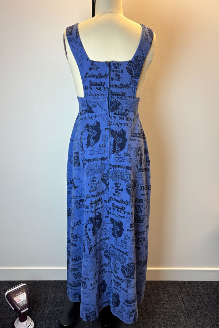 Paddington Blue Clobber Print Pinafore Maxi Dress image 2