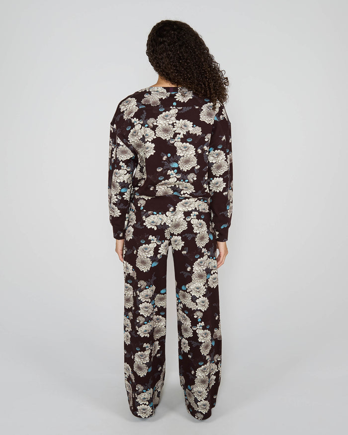 PAIGE SERIOUS FLORAL KNIT PANT - BLACK
