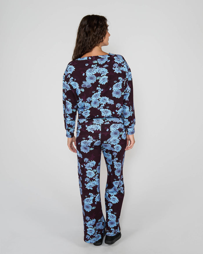 PAIGE SERIOUS FLORAL KNIT PANT - PLUM