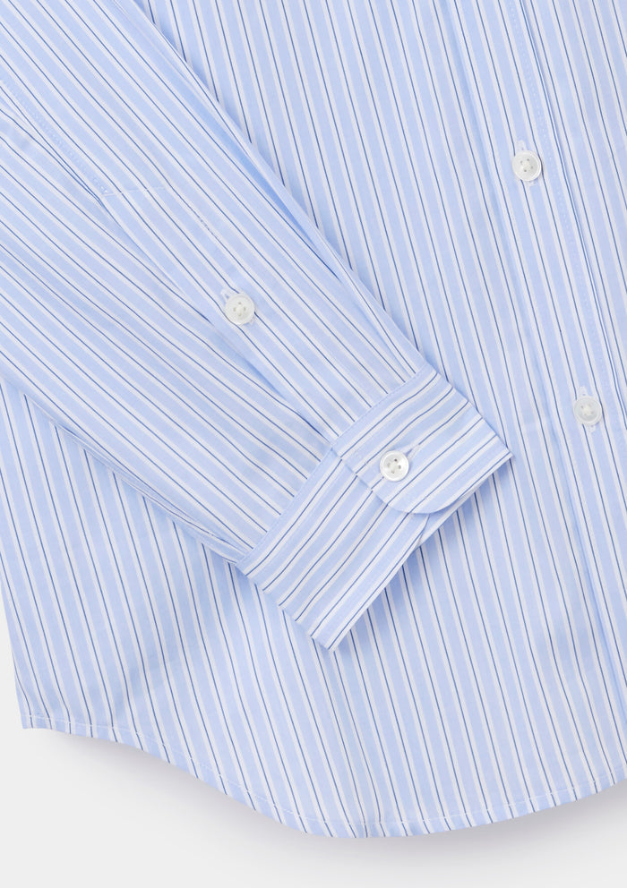 Pale Blue Stripe Poplin Shirt, Collar Shirt - SIRPLUS