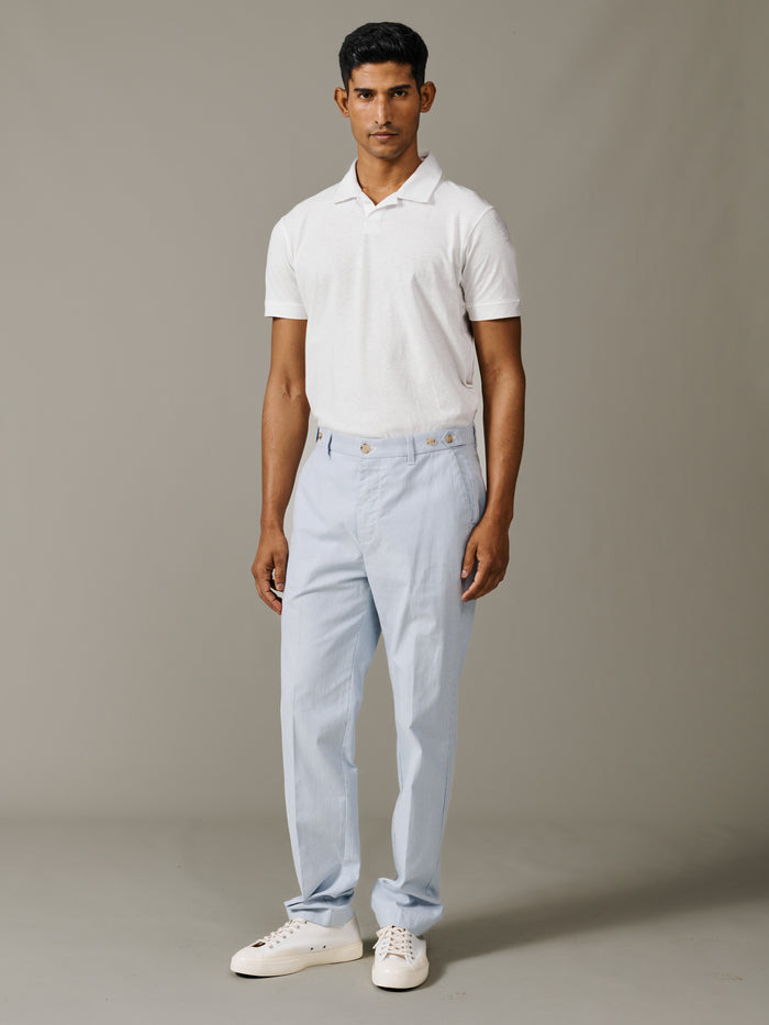 Aubin Blue Stripe Pasmore Straight Leg Trouser | Suit Trousers