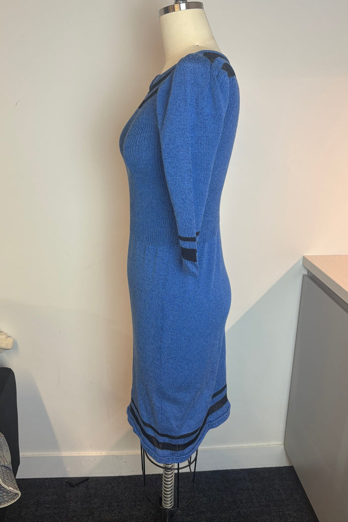 Pat Sandler Blue Knit Bodycon Mini Dress