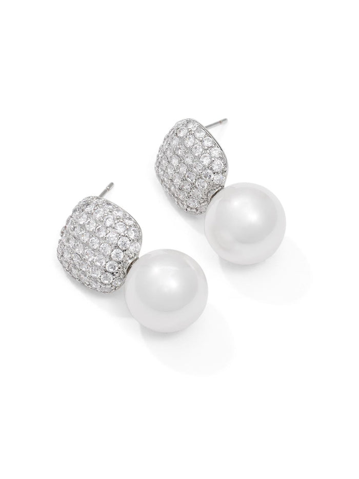 Pearl Drop Pavé Earrings