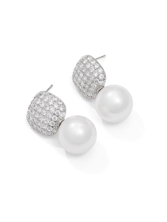 Pearl Drop Pavé Earrings