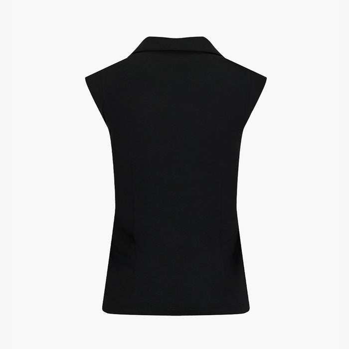 Pearl Ribbon Sleeveless T-Shirt (Black)
