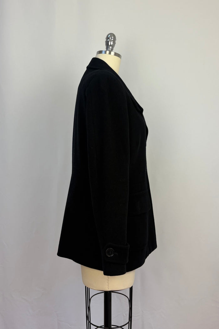 Perri Cutten Black Wool Cashmere Fisherman Style Coat