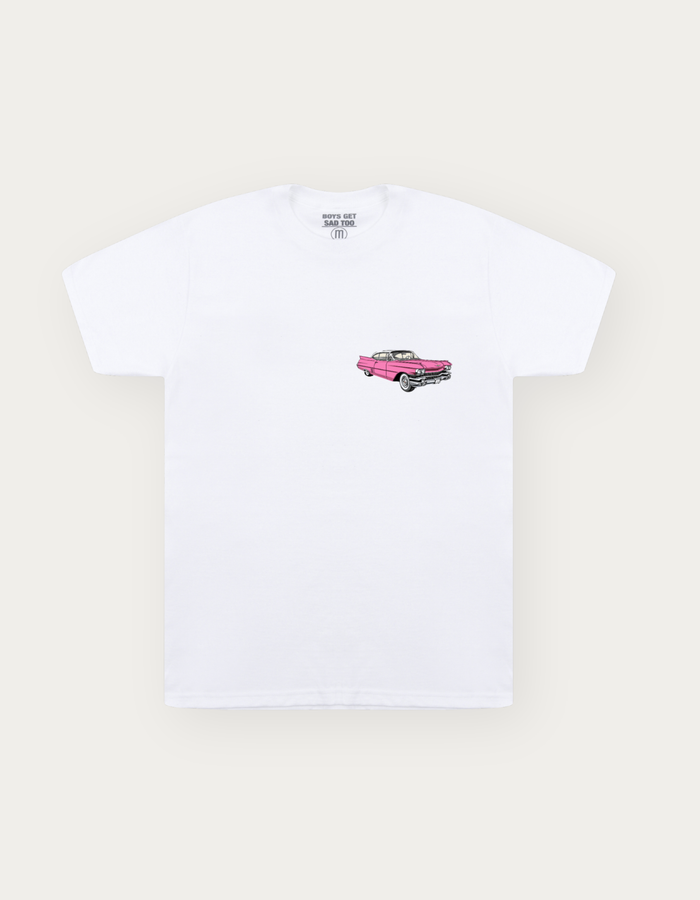 PINK CAR TEE WHITE