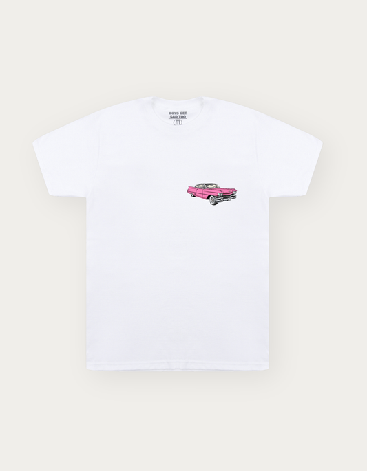 PINK CAR TEE WHITE