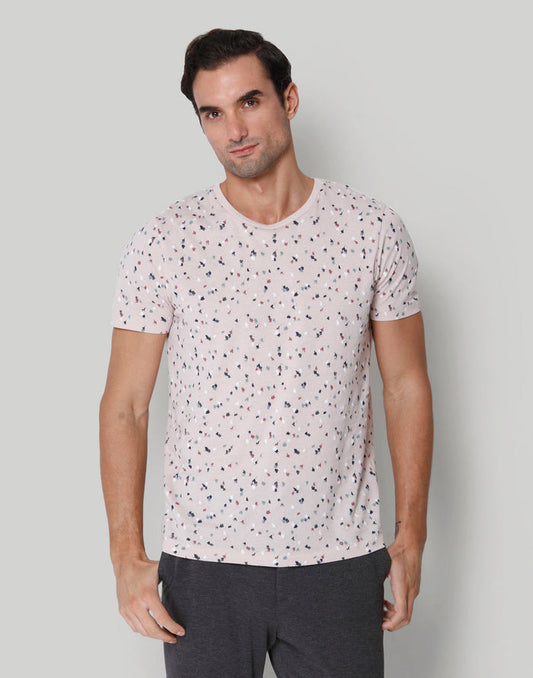 Pink Floral Print Crew Neck T-Shirt