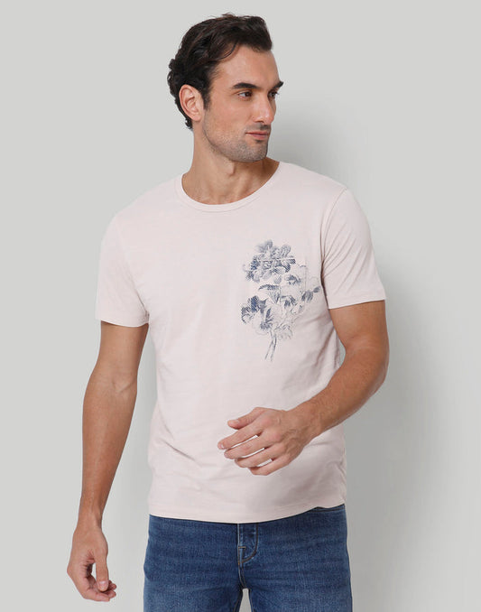 Pink Floral Print Crew Neck T-Shirt