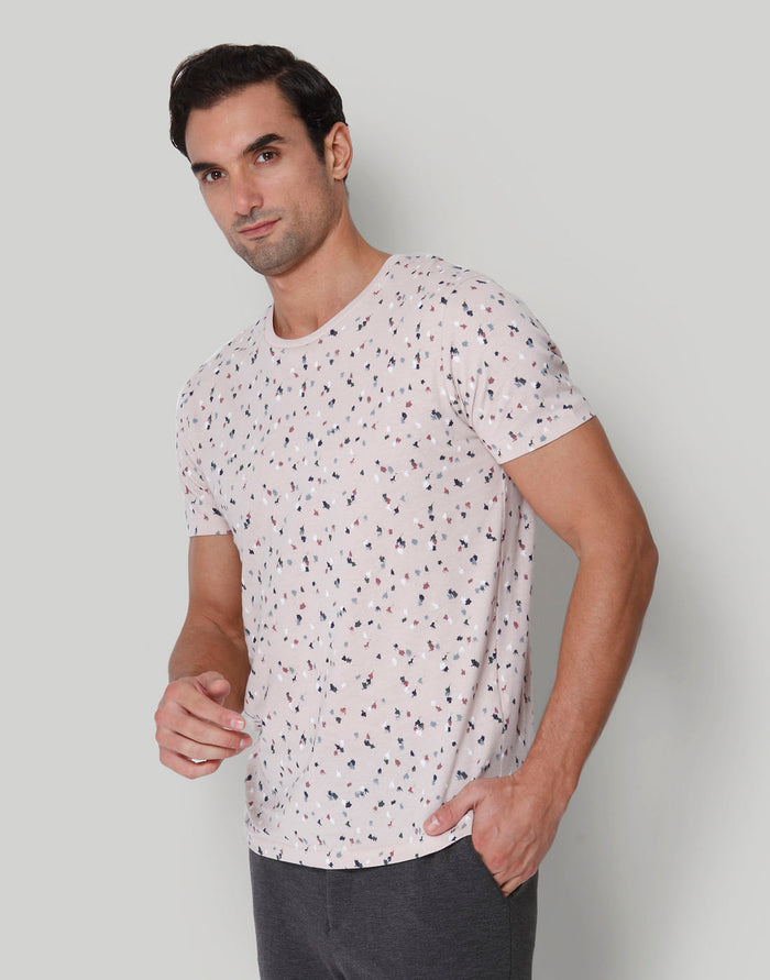Pink Floral Print Crew Neck T-Shirt