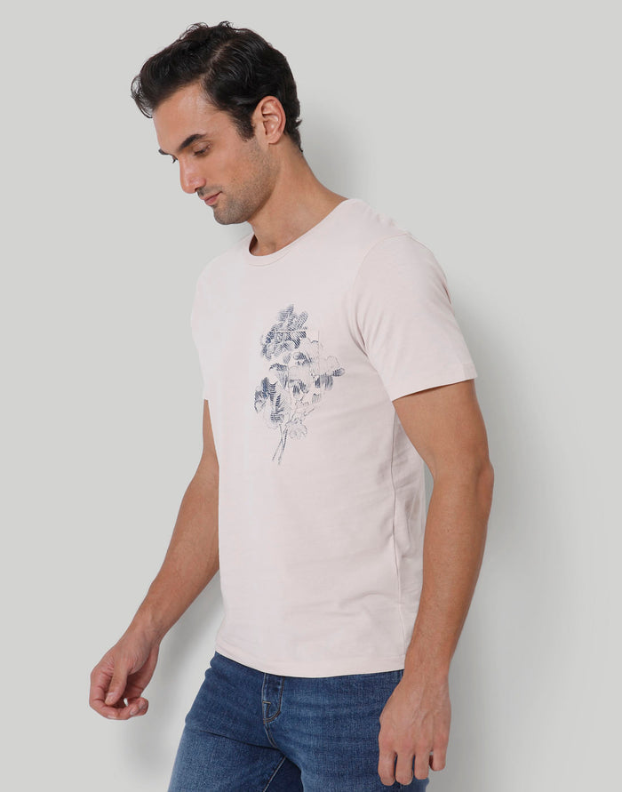Pink Floral Print Crew Neck T-Shirt