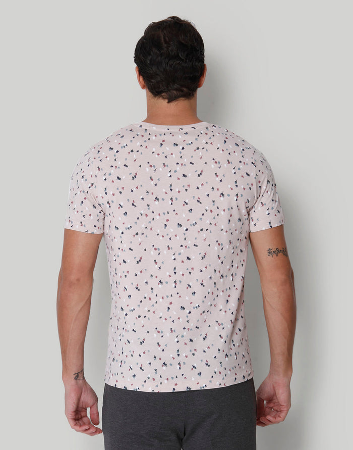 Pink Floral Print Crew Neck T-Shirt