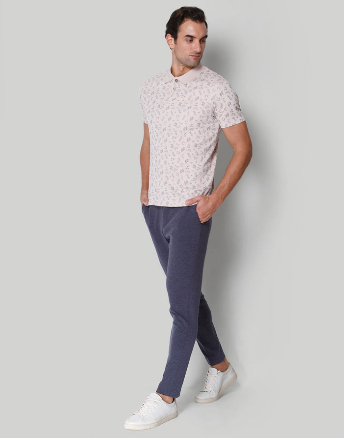 Pink Floral Print Polo Neck T-Shirt