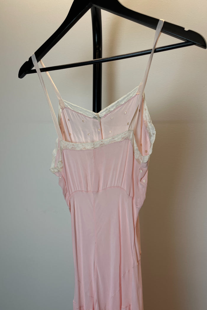Pink Lace Crepe Midi Slip Dress image 1