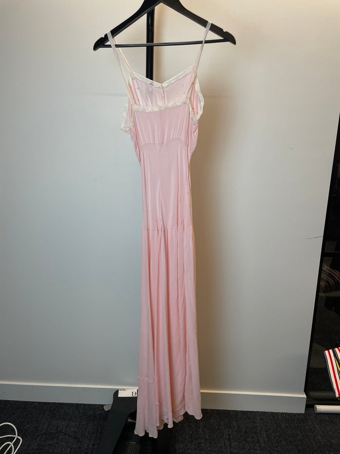 Pink Lace Crepe Midi Slip Dress image 2