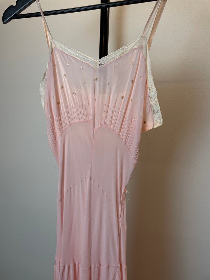 Pink Lace Crepe Midi Slip Dress image 3