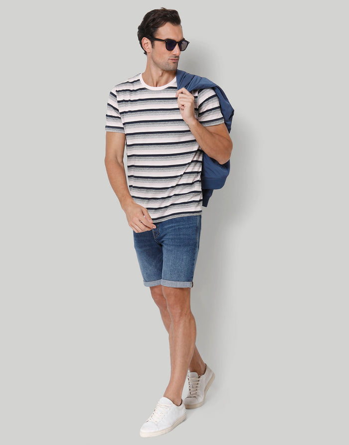 Pink Striped Crew Neck T-Shirt