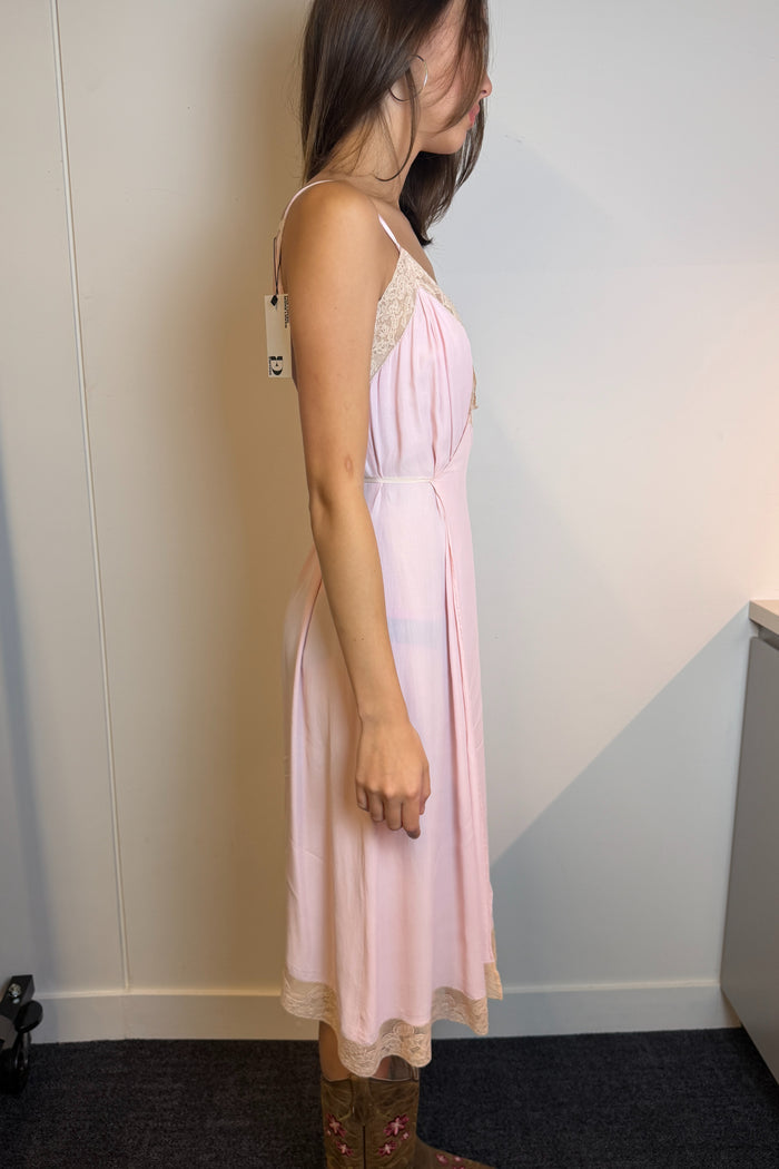 Pink Wrap Midi Dress Slip image 1