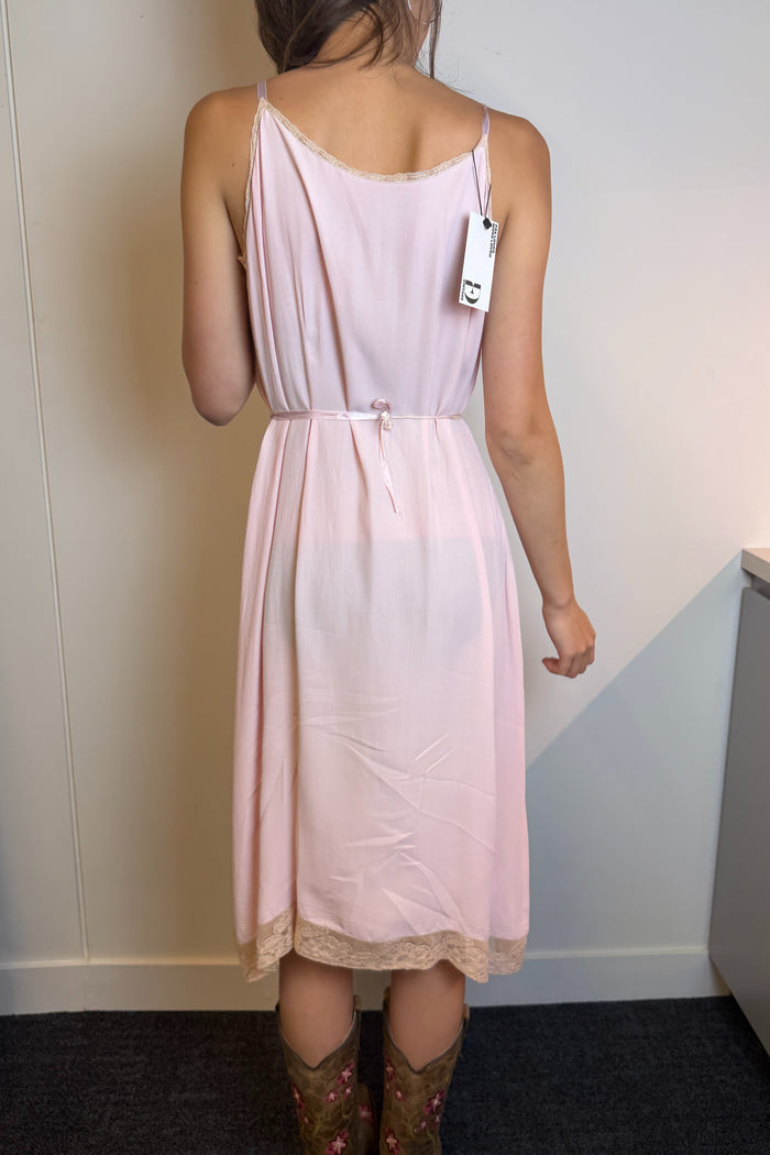 Pink Wrap Midi Dress Slip image 2