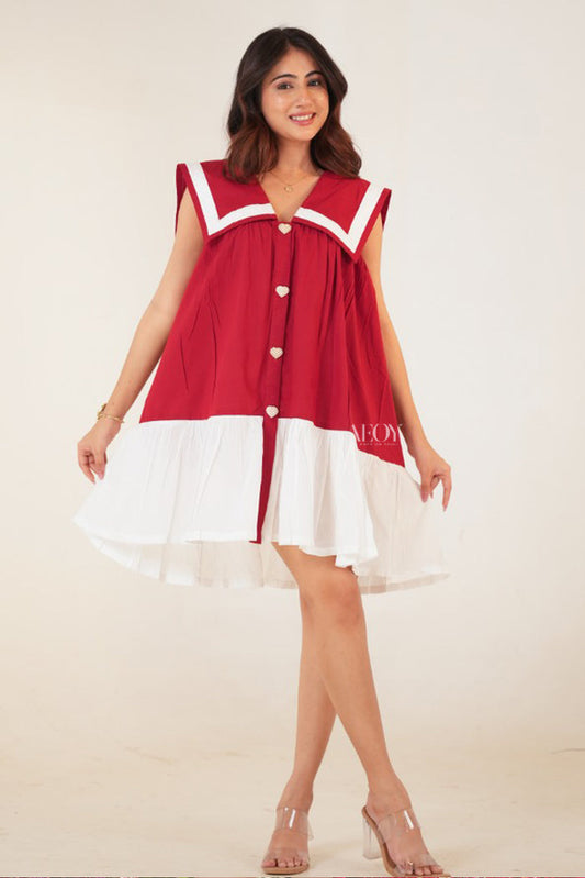 Red cotton mini dress