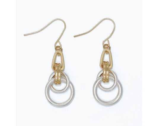 Polished Two Tone Ring Dangle Earrings