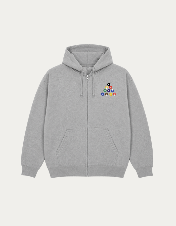 POOL TABLE ZIP HOODY GREY