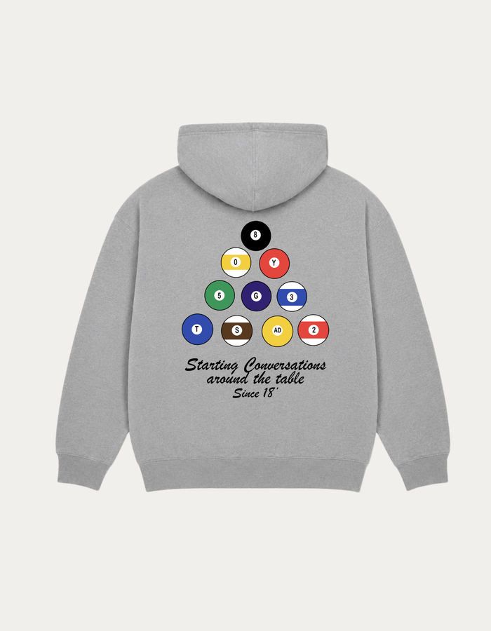 POOL TABLE ZIP HOODY GREY