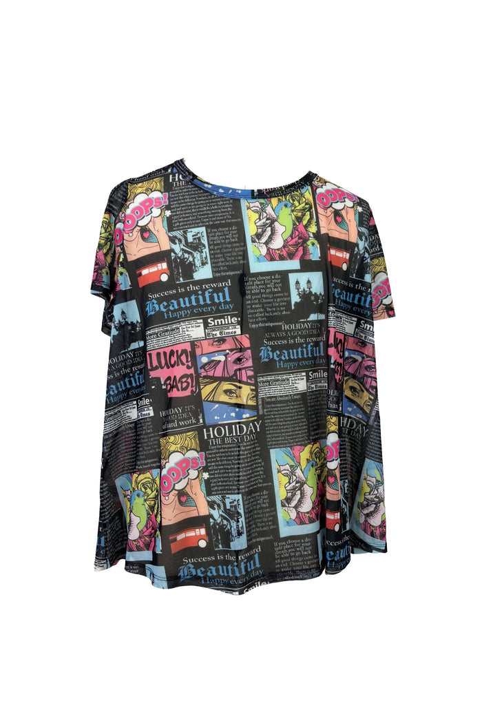 Pop Art Print Mesh Top