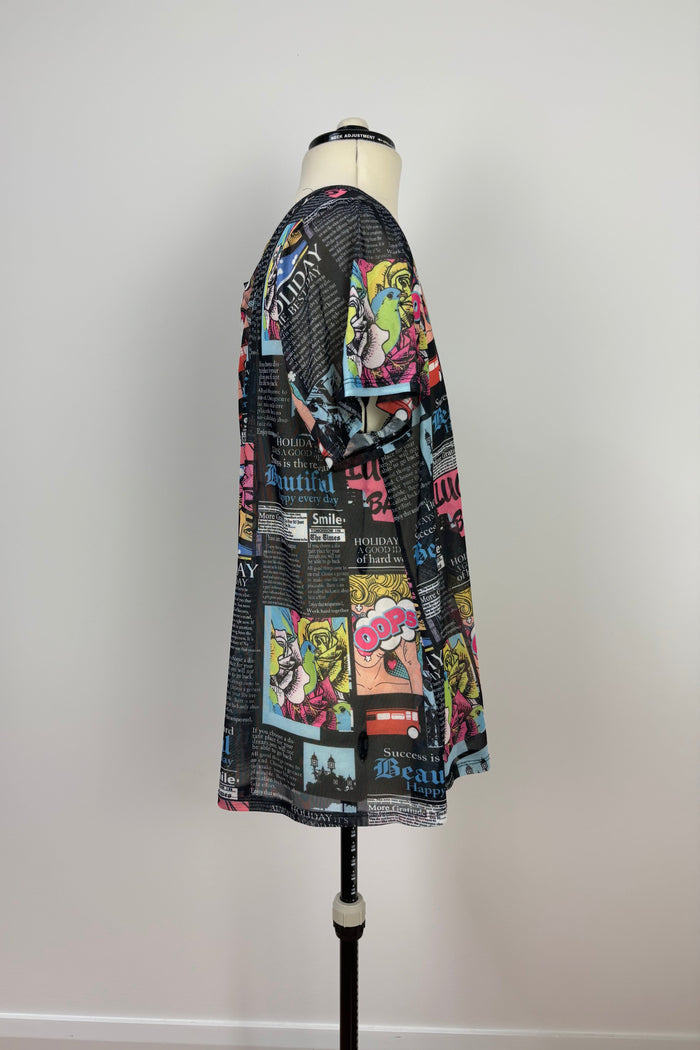 Pop Art Print Mesh Top