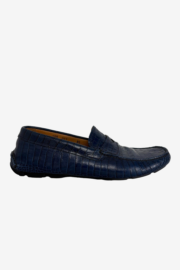 Prada embossed croc effect leather loafers
