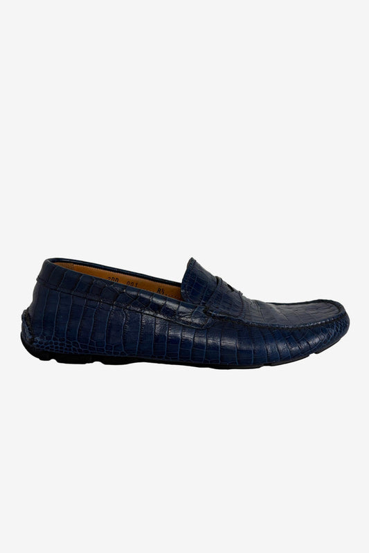Prada embossed croc effect leather loafers