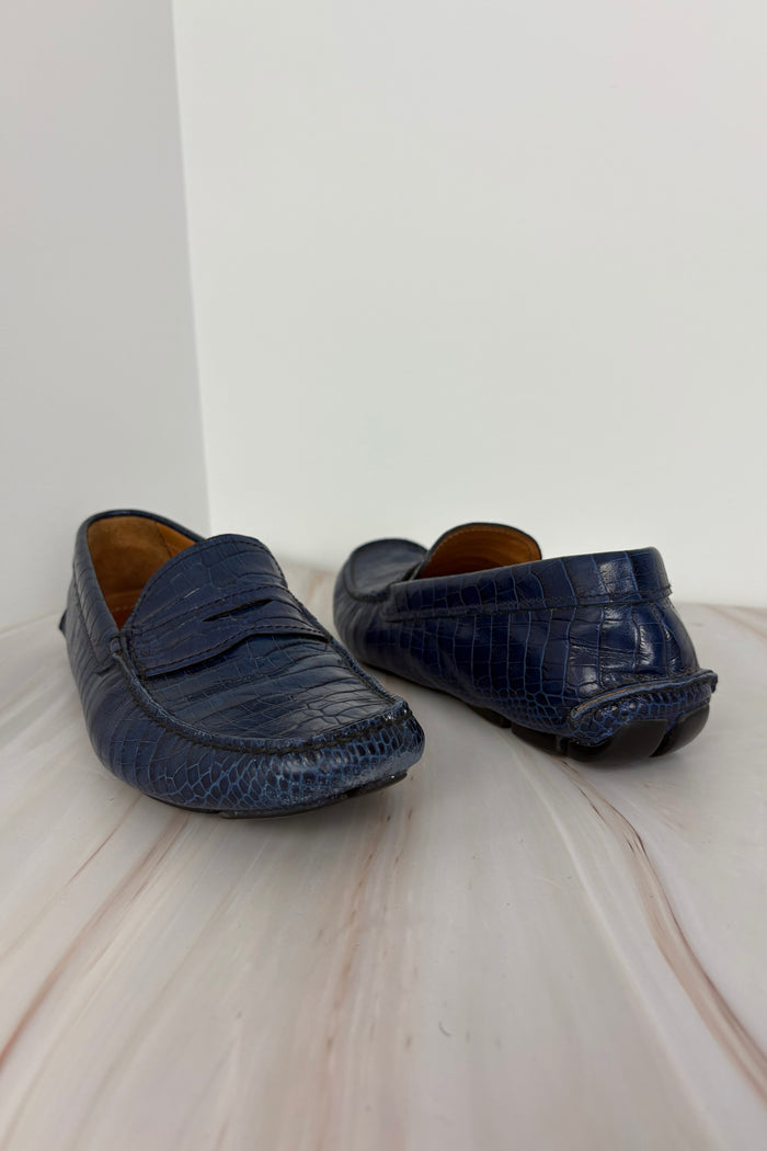 Prada embossed croc effect leather loafers