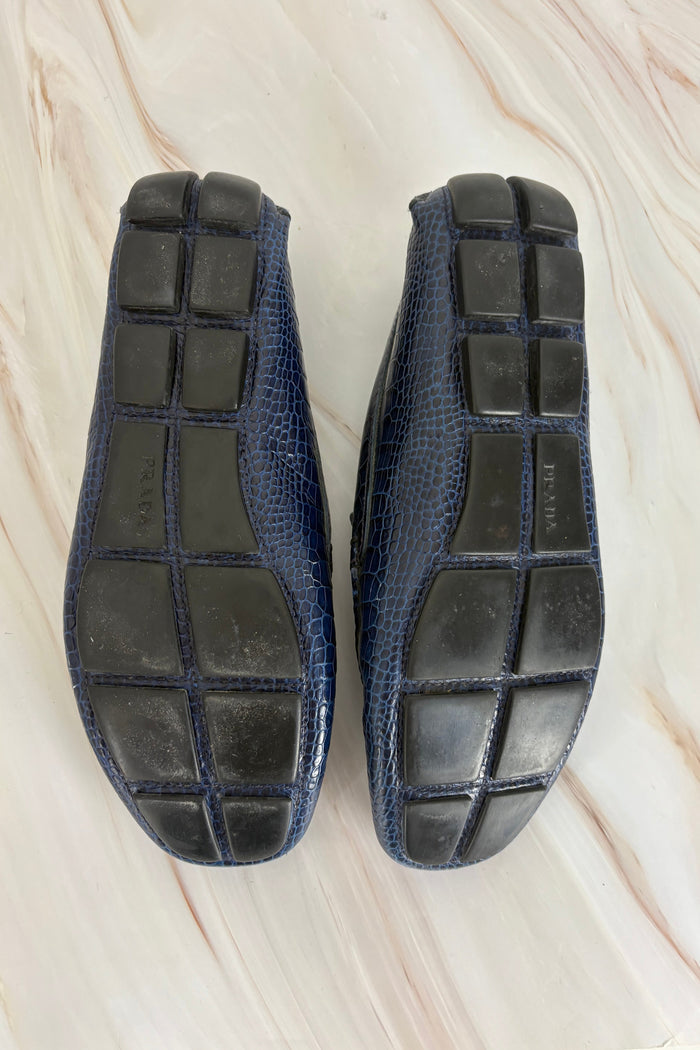 Prada embossed croc effect leather loafers