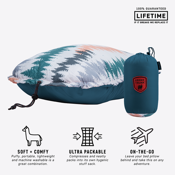 Puffy Adjustable Travel Pillow - Peacock Green
