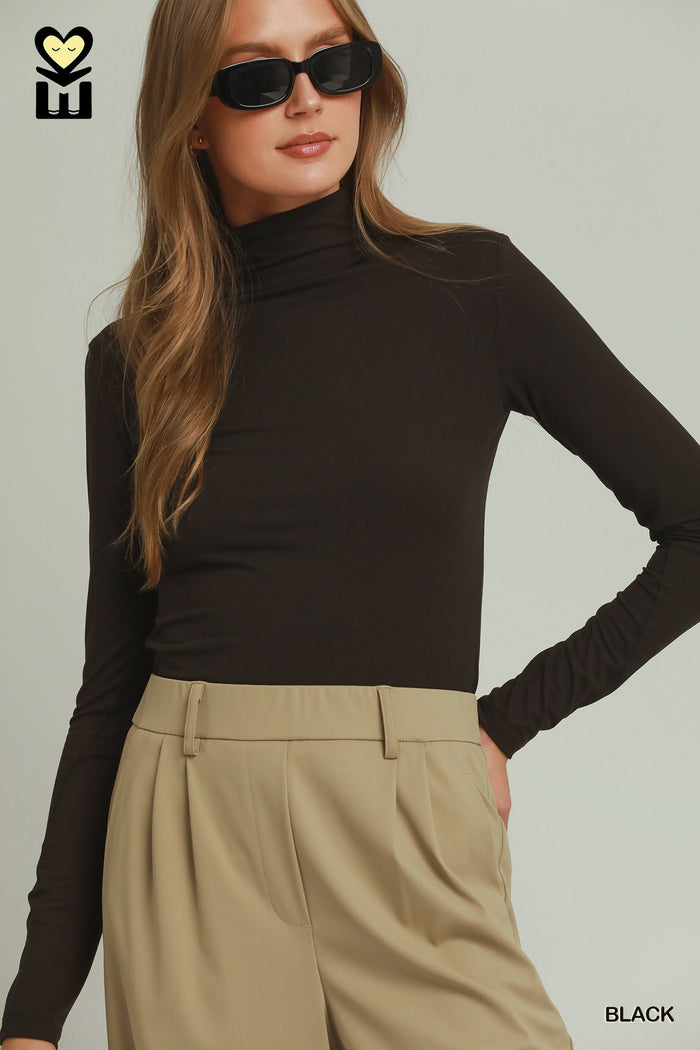 Pulse Knit Mock Neck Long Sleeve Top | 2 Colors Available