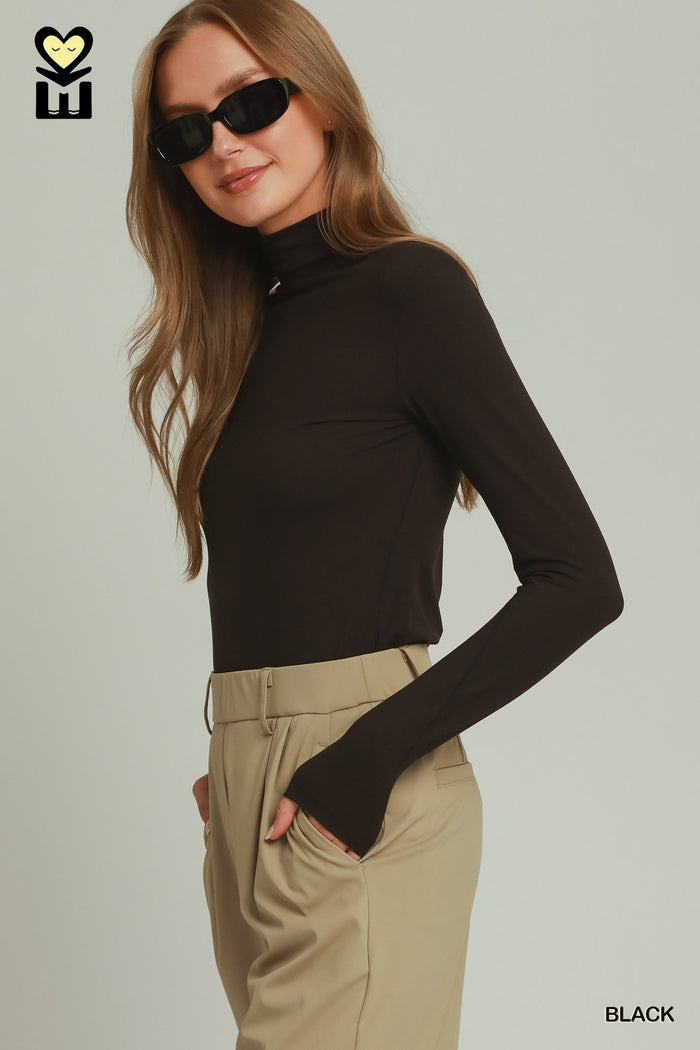 Pulse Knit Mock Neck Long Sleeve Top | 2 Colors Available