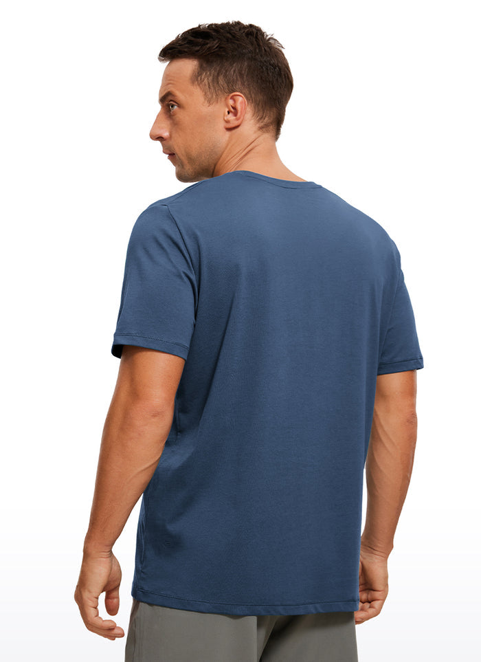 CRZ YOGA Men's Running Classic Fit Shirts Quick Dry Short Sleeves Electric Blue