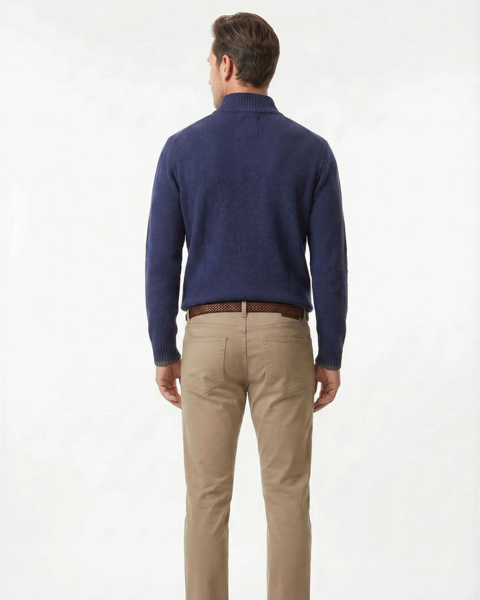 QUINN QUARTER-ZIP MERINO SWEATER - NAVY