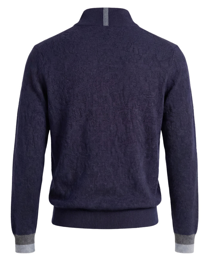 QUINN QUARTER-ZIP MERINO SWEATER - NAVY