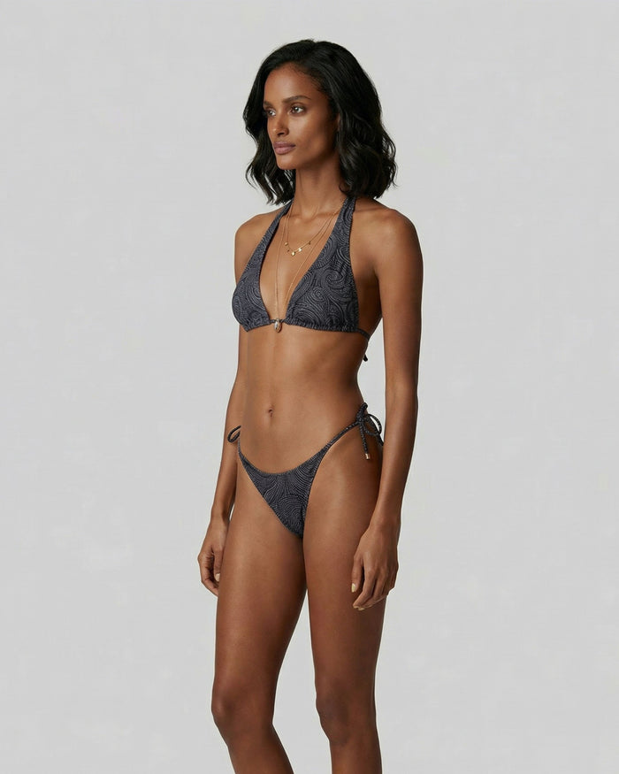 RAQUEL CROCHET PAISLEY CAVIAR WOMENS BIKINI TOP