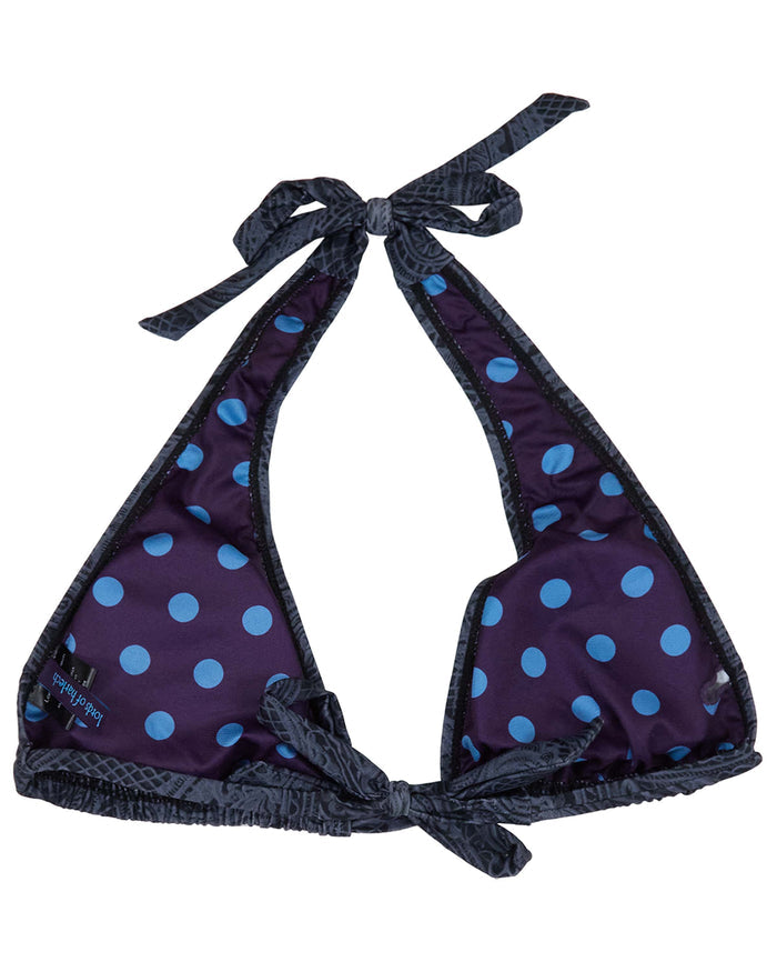 RAQUEL CROCHET PAISLEY CAVIAR WOMENS BIKINI TOP