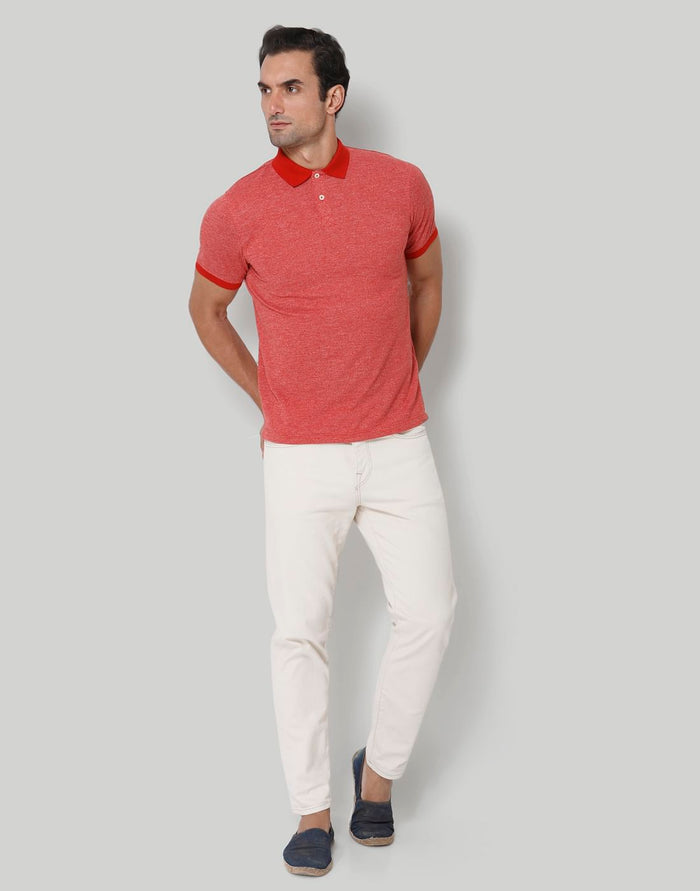 Red Polo Neck T-Shirt