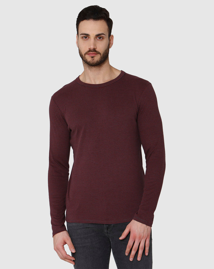 Red Striped Crew Neck T-Shirt