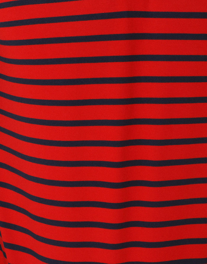 Red Striped Polo Neck T-Shirt