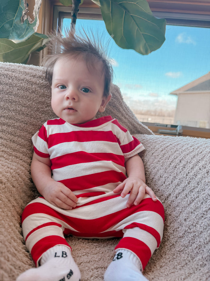 Red/White Stripe Harem Romper